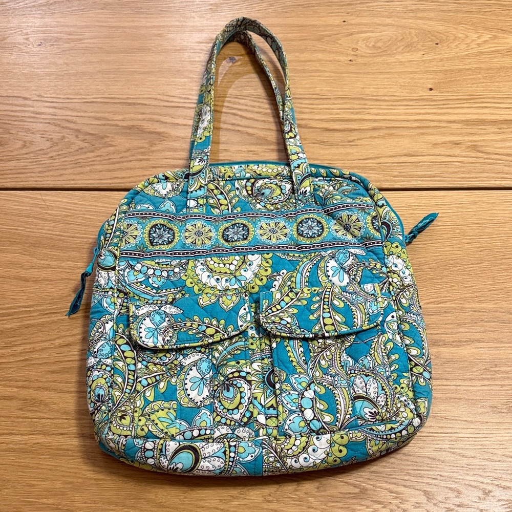 Vera Bradley teal Peacock Tall Zip Tote